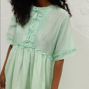 RACHEL ANTONOFF MINT HENRY PINTUCK DRESS